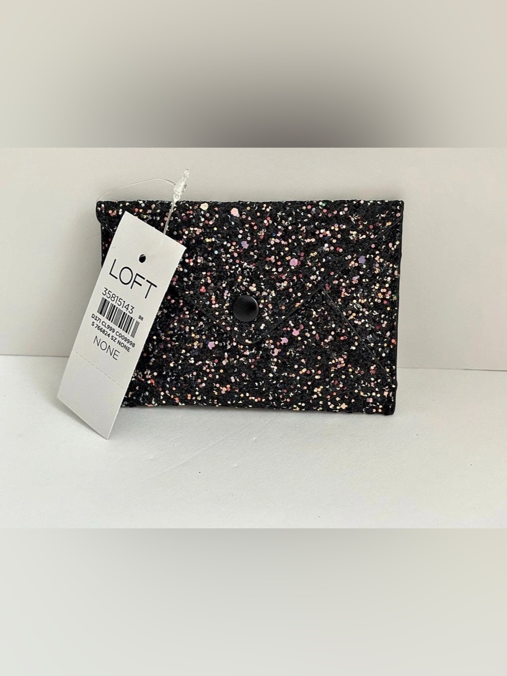 LOFT Glitter Envelope Card Case NWT
